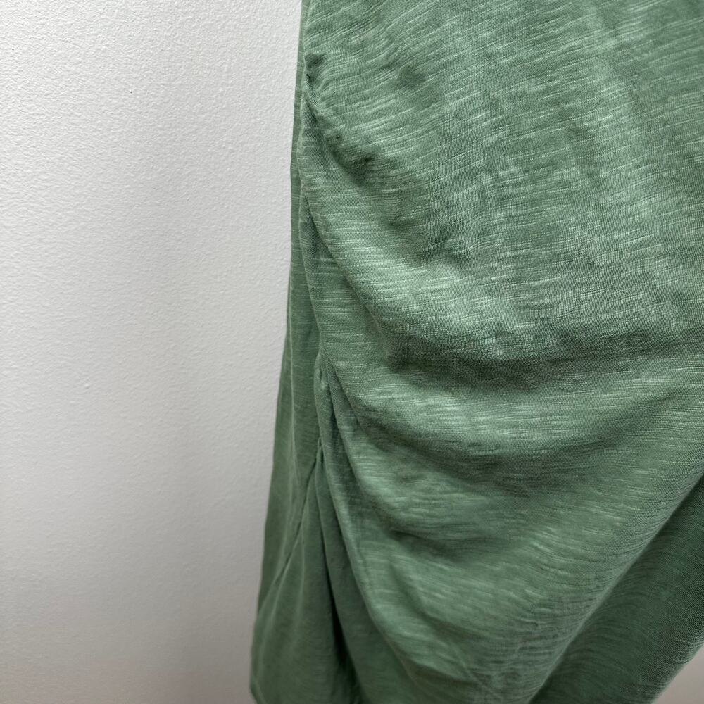 The Normal Brand Dress Slub Knit Tulip Sleeveless Rouching Fern Green L Beachy - Picture 5 of 12